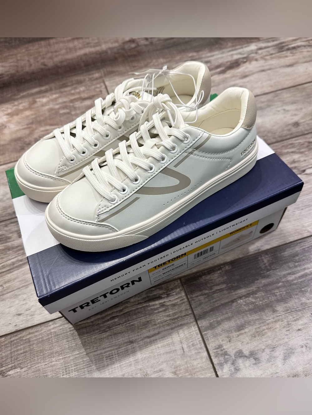 Tretorn White Low-Top Sneakers with Tan Accents